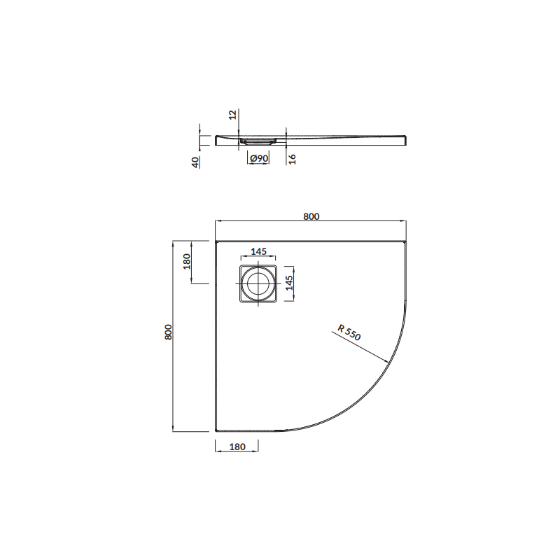 Cersanit brodzik półokrągły 80x80 cm - model Tako Slim biały + syfon gratis!