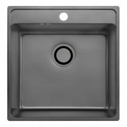 Laveo Besos zlewozmywak stalowy grafit len 490x480 1-komorowy