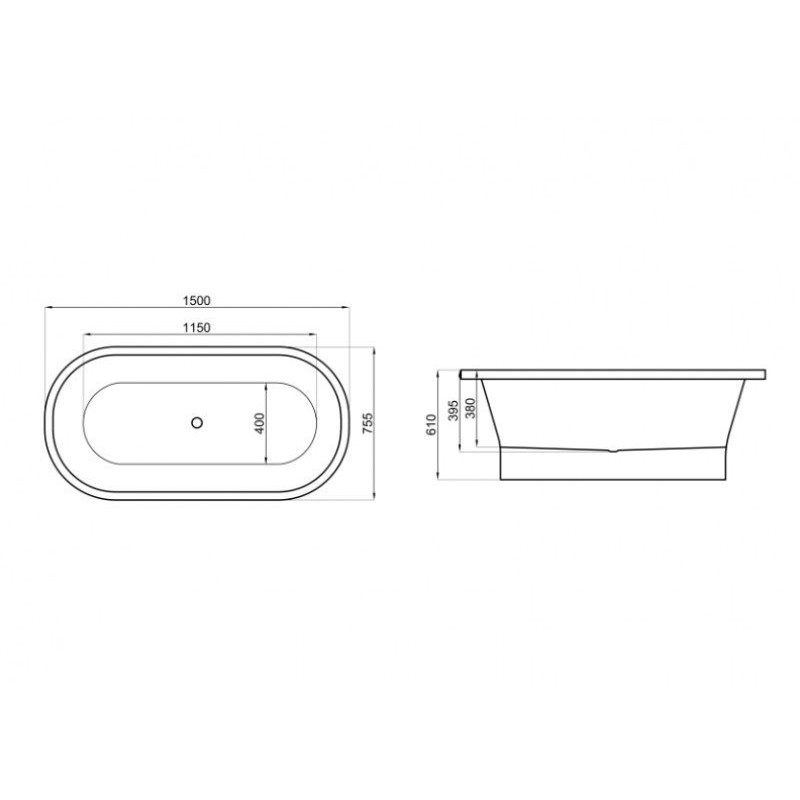 Wanna wolnostojąca akrylowa Amona New biała 150x75 cm