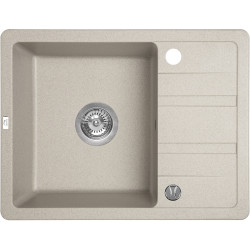 Laveo Stella - Zlewozmywak 1-komorowy z Syfonem Space Saving, Beżowy