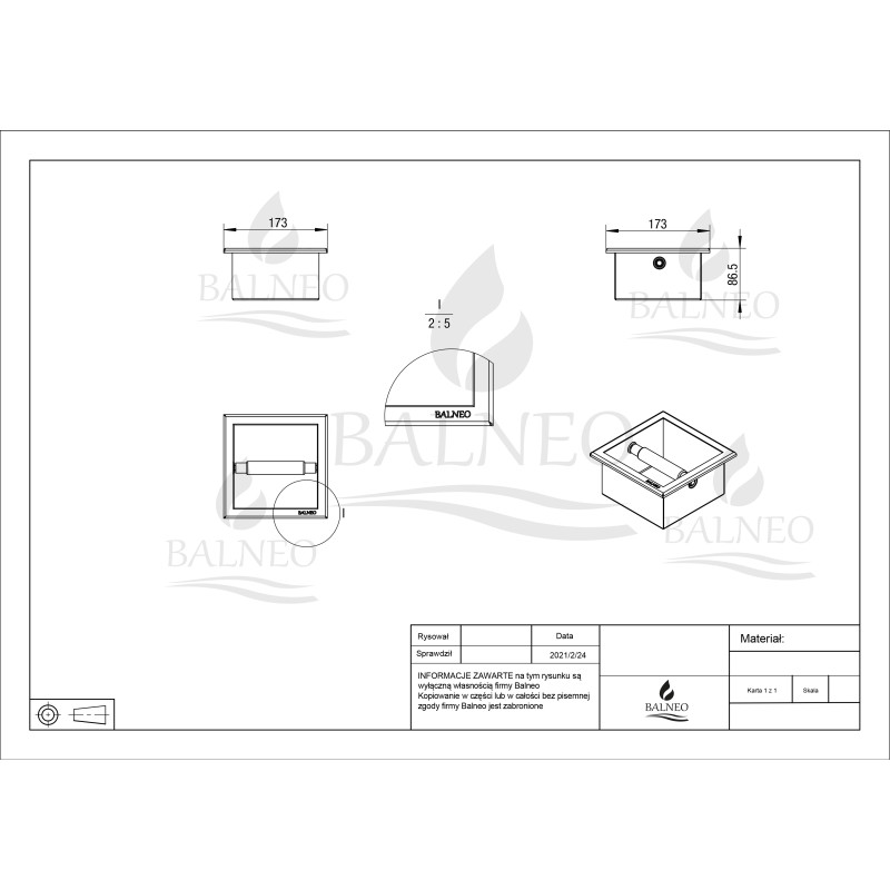 WALL-BOX PAPER 1 White - Podajnik papieru biały