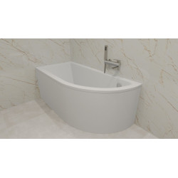 Besco wanna asymetryczna Praktika lewa 140x70 z białą obudową, syfonem i nóżkami