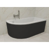 Besco wanna asymetryczna Praktika prawa 140x70 z czarną obudową, syfonem chrom i nóżkami