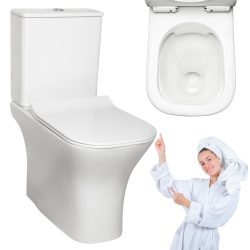 Kompakt WC bezkołnierzowy KAMET odpływ poziomy z deską wolnoopadającą