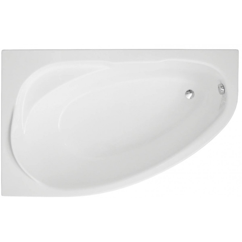 Polimat wanna asymetryczna Marea lewa 160x100 z białą obudową, syfonem i nóżkami