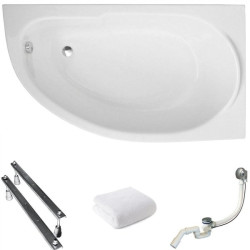 Polimat wanna asymetryczna Miki prawa 140x70 z syfonem i nóżkami