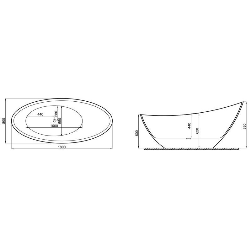 Wanna wolnostojąca akrylowa Zoe 180x80 cm biała