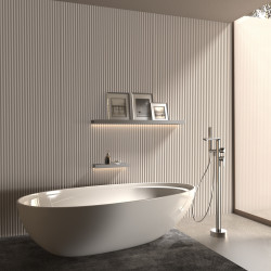 Bateria wannowa wolnostojąca z zestawem natryskowym chrom połysk LUNEPO AVAPAX ABLU221111