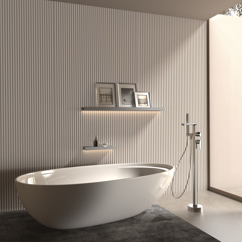 Bateria wannowa wolnostojąca z zestawem natryskowym chrom połysk LUNEPO AVAPAX ABLU221111