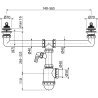 Syfon zlewu dwukomorowego z przyłšczem, sitka nierdzewne DN70