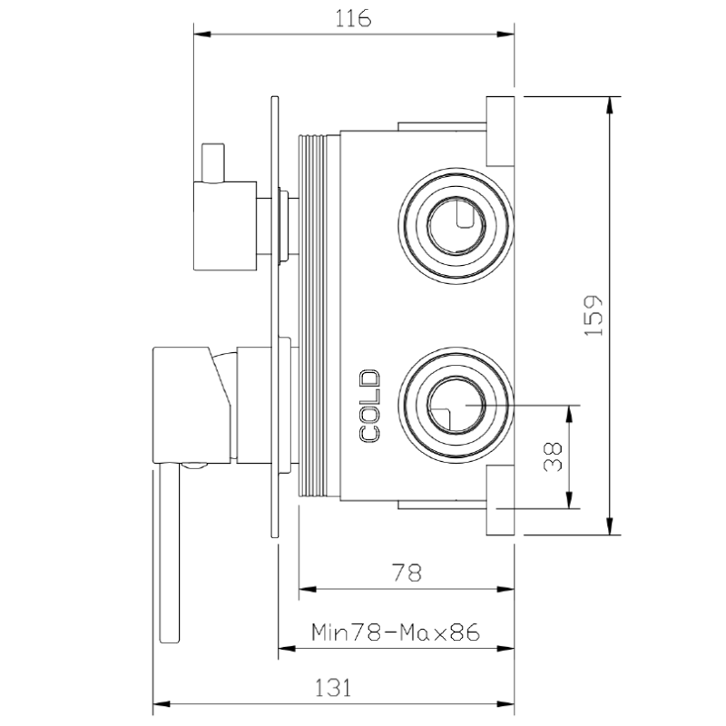 Zestaw prysznicowy podtynkowy trzyfunkcyjny gun metal ULTIMATE  AVAPAX ANUL131421