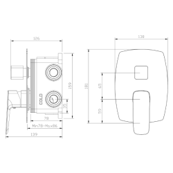 Zestaw prysznicowy podtynkowy trzyfunkcyjny gun metal QANIX AVAPAX ANQA131431