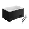 Polimat wanna prostokątna Mini 100x65 z czarną obudową, syfonem chrom i nóżkami