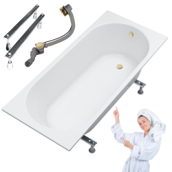 AQUA for you wanna prostokątna Kronos oval slim 170x75 z syfonem złotym i nóżkami