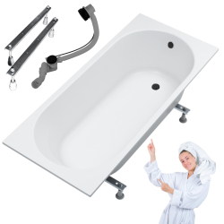 AQUA for you wanna prostokątna Kronos Oval 170x70 z syfonem czarnym i nóżkami