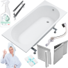 AQUA for you wanna prostokątna Kronos Oval 160x70 ze styropianową obudową LED, syfonem i octem gospodarczym