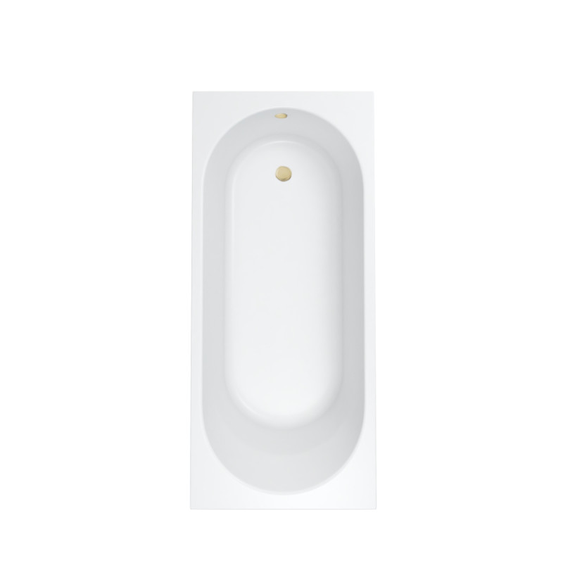 AQUA for you wanna prostokątna Kronos Oval 150x70 ze styropianową obudową LED, złotym syfonem i octem gospodarczym