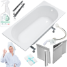 AQUA for you wanna prostokątna Kronos Oval 160x70 ze styropianową obudową LED, octem gospodarczym, bialym syfonem i nóżkami