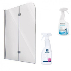 Parawan Duso 2x100x140 cm + Ochrona i Środek Czyszczący – Kompletny Zestaw Łazienkowy