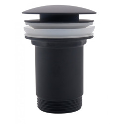 Korek Klik-Klak 1 1/4" Duży, Długi kołnierz bez przelewu Mosiądz Czarny mat