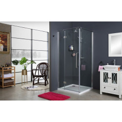 Kabina CREATIVE 80(ścianka stała)x120L(ścianka z drzwiami)x195, transparent Lewa CHROM