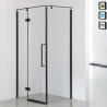 Kabina CREATIVE 90(ścianka stała)x120L(ścianka z drzwiami)x195,  transparent Lewa CZARNY MAT