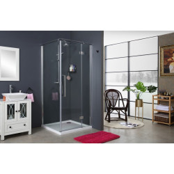 Kabina CREATIVE 90(ścinaka stała)x120L(ścinaka z drzwiami)x195, transparent Prawa CHROM