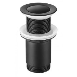 Korek Klik-Klak 1 1/4" Mały, Długi kołnierz z przelewem Mosiądz czarny mat