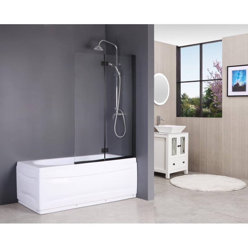 Elegancki Parawan Duso 2-skrzydłowy 100x140 Czarny z Powłoką Ochronną