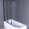 Elegancki Parawan Duso 3-skrzydłowy Czarny - Uniwersalne Przezroczyste Szkło 140 cm