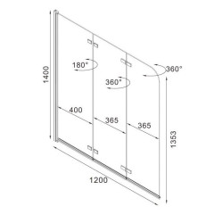 Elegancki Parawan Duso 3-skrzydłowy Czarny - Uniwersalne Przezroczyste Szkło 140 cm