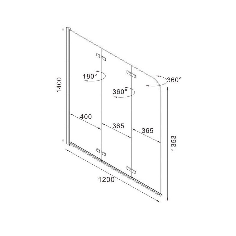 Elegancki Parawan Duso 3-skrzydłowy Czarny - Uniwersalne Przezroczyste Szkło 140 cm