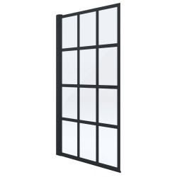 Stylowy parawan prysznicowy Duso z czarną kratką, 1-skrzydłowy - elegancja w twojej łazience!