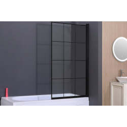 Stylowy parawan prysznicowy Duso z czarną kratką, 1-skrzydłowy - elegancja w twojej łazience!