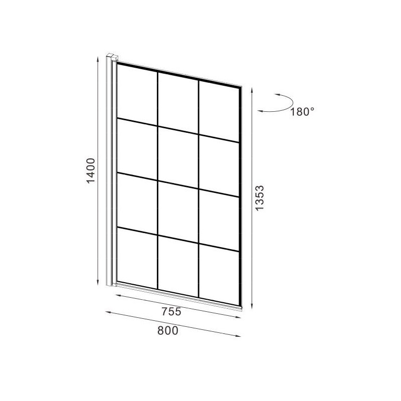 Stylowy parawan prysznicowy Duso z czarną kratką, 1-skrzydłowy - elegancja w twojej łazience!