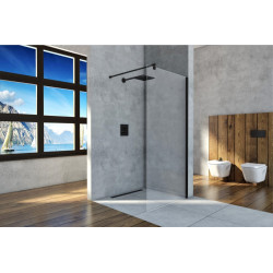 Stylowa ścianka prysznicowa Easy In, 95cm, transparentne szkło 8mm, wykończenie czarne
