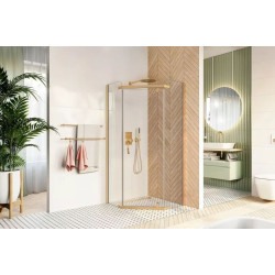 Kabina STYLIO pentagonalna 80x80x190 złota szkło transparent z powłoką CleanGLASS