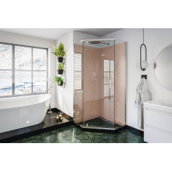 Kabina STYLIO pentagonalna 90x90x190 chrom szkło transparent z powłoką CleanGLASS