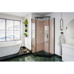 Kabina STYLIO pentagonalna 90x90x190 czarna szkło transparent z powłoką CleanGLASS