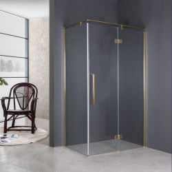 Kabina CREATIVE 80(ścianka stała)x100P(ścinka z drzwiami)x195, transparent Prawa ZŁOTY