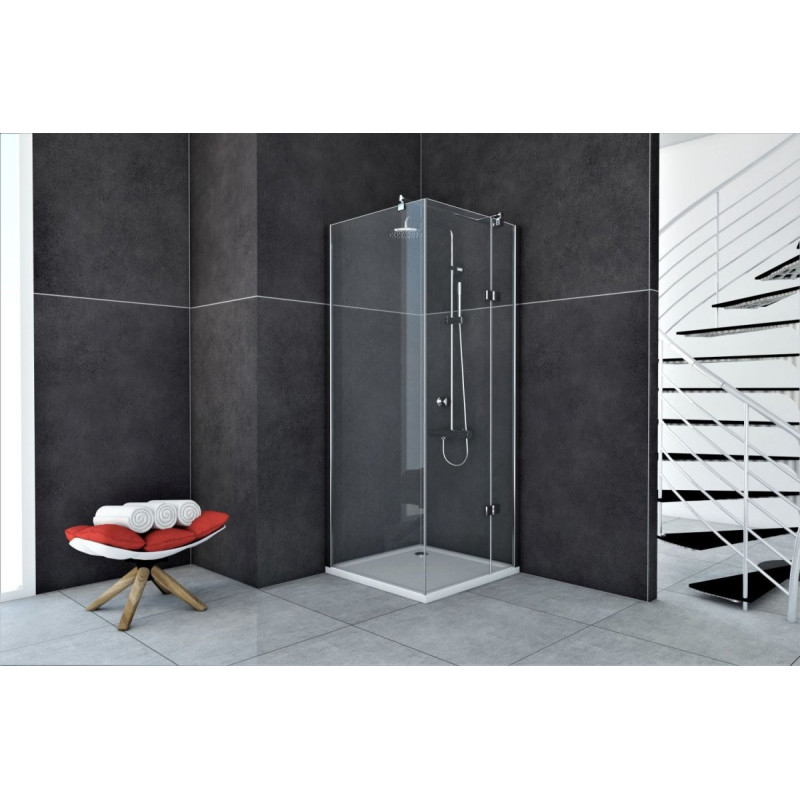 Kabina FRESH LINE kwadratowa 90x90x195 chrom, transparent, Prawa CHROM