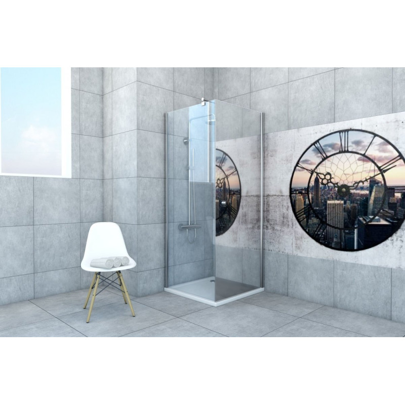 Kwadratowa Kabina Premium 90x90 z Lustrem i Grafitowym Szkłem - Elegancja Chromu