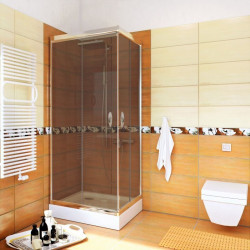 Kabina STYLIO kwadratowa 90x90x190 chrom szkło grafit z powłoką CleanGLASS