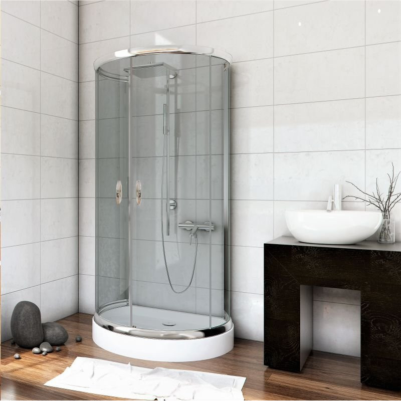 Kabina STYLIO przyścienna 80x100x190 chrom szkło grafit z powłoką CleanGLASS