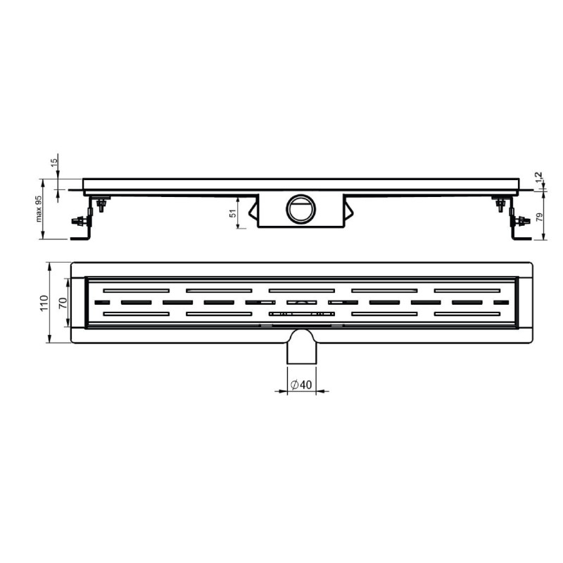 Nowoczesny Odpływ Liniowy 60 cm z Kwadratowym Rusztem - Ekskluzywny Deszczowy Design