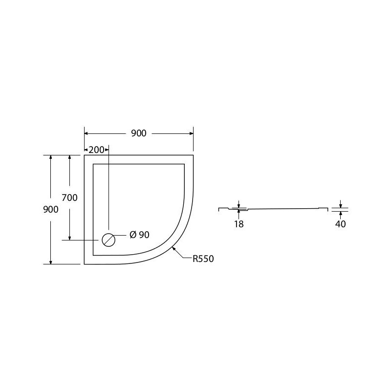 Brodzik PARIS I półokr. SMC 90x90x4