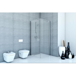 Kabina FRESH LINE kwadratowa 100x100x195 transparent Prawa z powłoką CleanGLASS CHROM