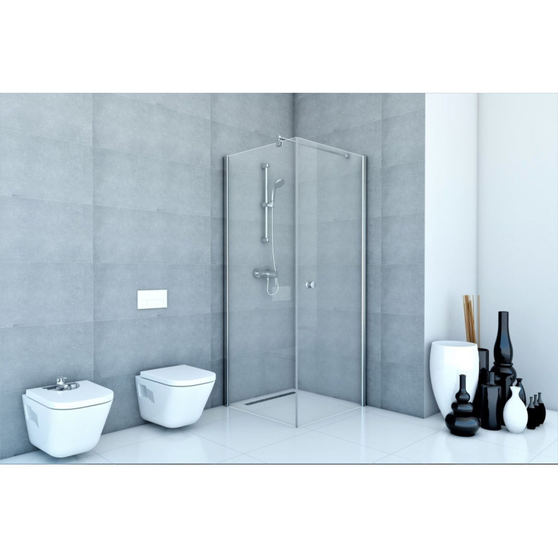 Kabina FRESH LINE kwadratowa 100x100x195 transparent Prawa z powłoką CleanGLASS CHROM