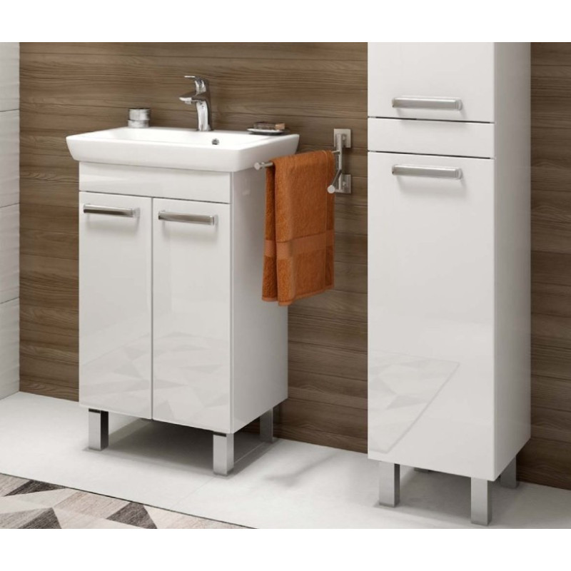 Deftrans zestaw szafka stojąca na nóżkach CAPRI D65 białą z umywalką