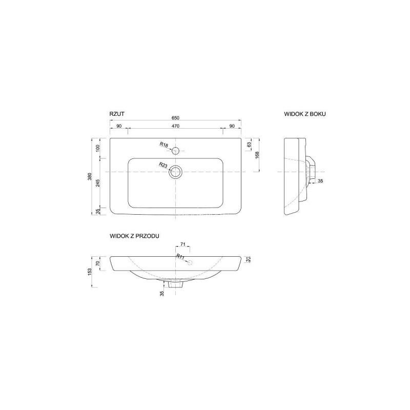 Deftrans zestaw szafka stojąca na nóżkach CAPRI D65 białą z umywalką